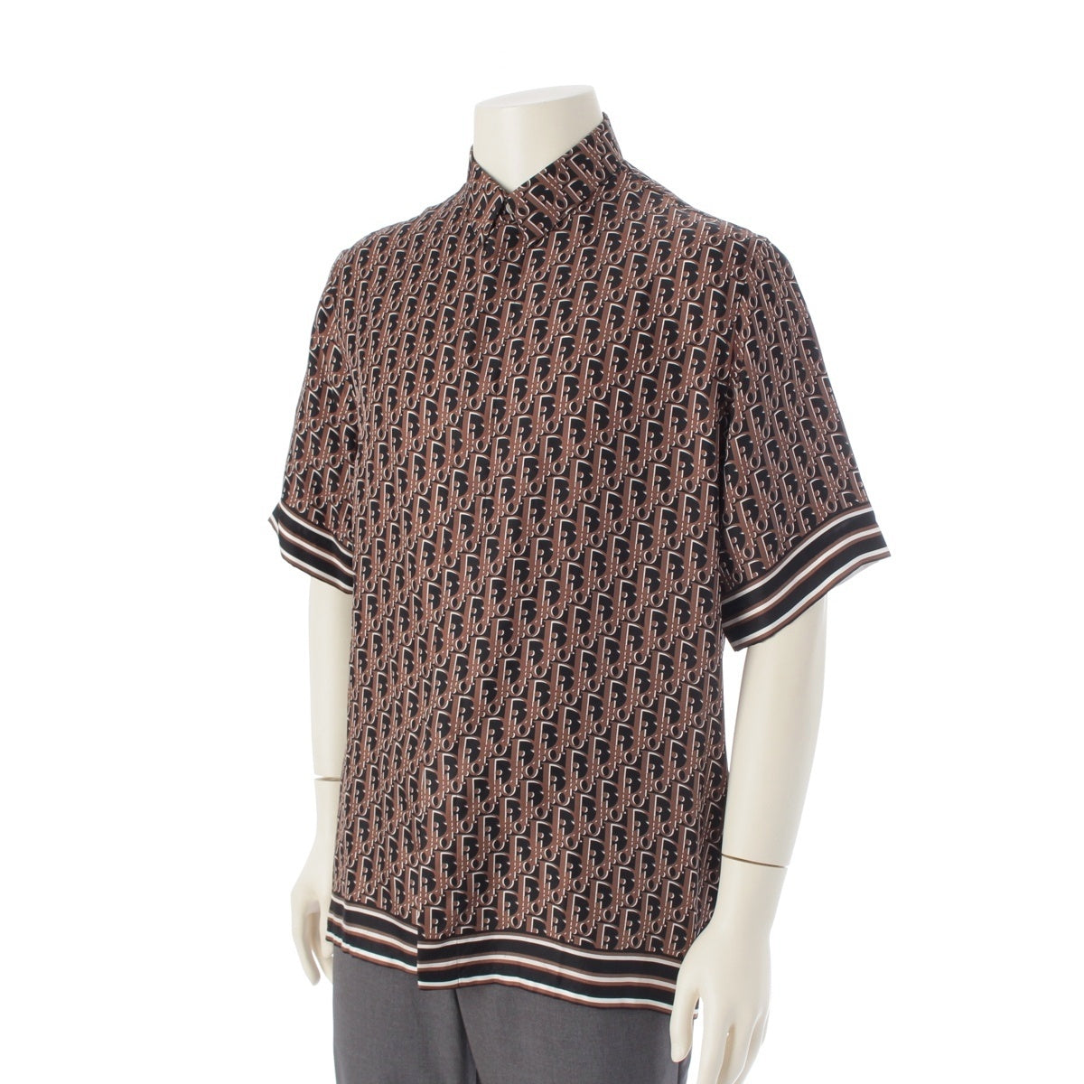 Dior silk Oblique Short sleeve shirt tops 193C545A4751 Brown 39
