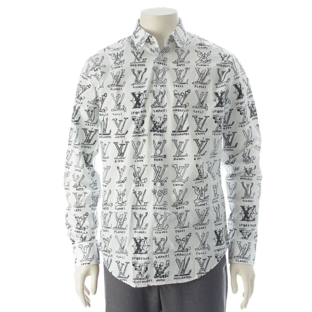 LOUIS VUITTON cotton LV Logo Plays Graphic Long sleeve shirt white S