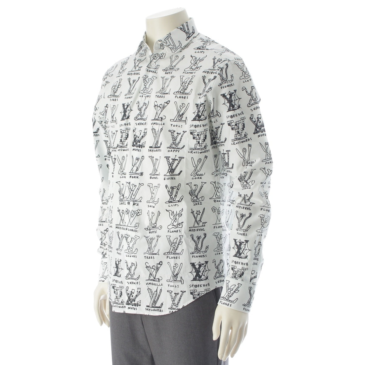 LOUIS VUITTON cotton LV Logo Plays Graphic Long sleeve shirt white S