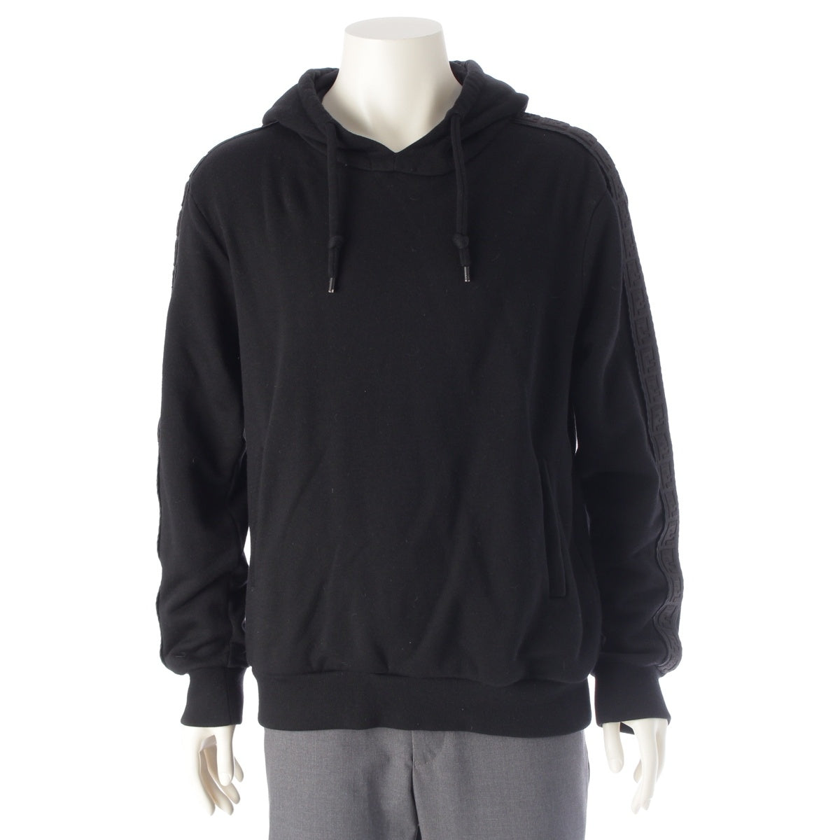 FENDI Cotton Wool Silk Cashmere Side FF logo hoodie Parker tops FY0981 black L