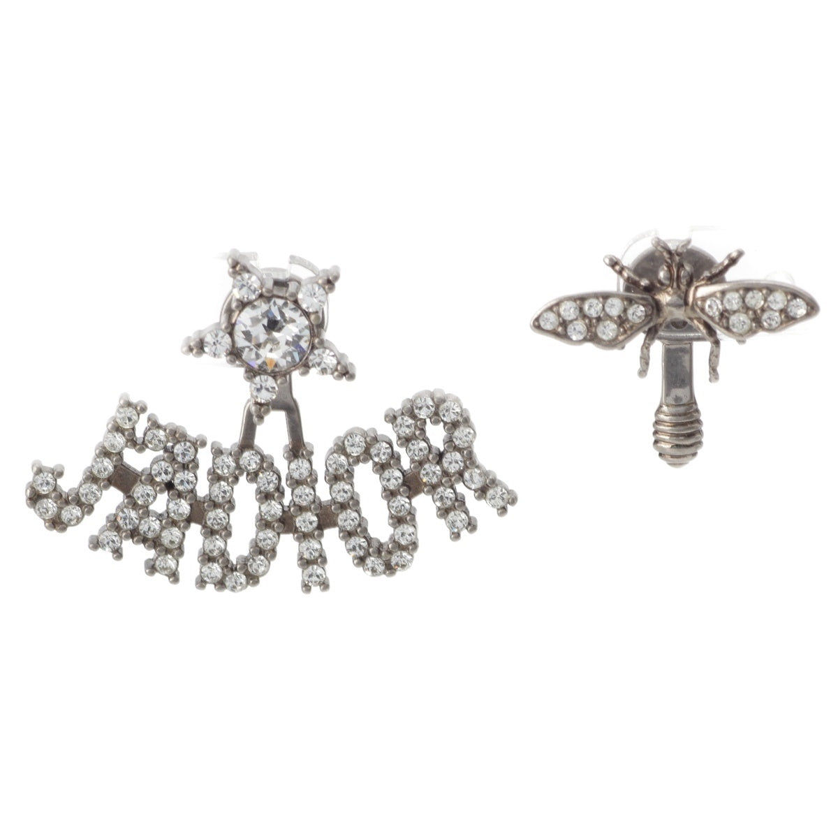 Dior Jadior bee Rhinestone Pierce Binaural Accessories Silver