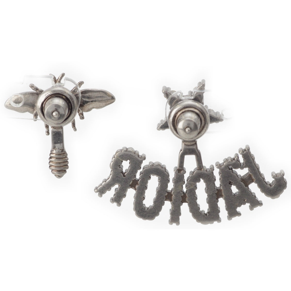 Dior Jadior bee Rhinestone Pierce Binaural Accessories Silver