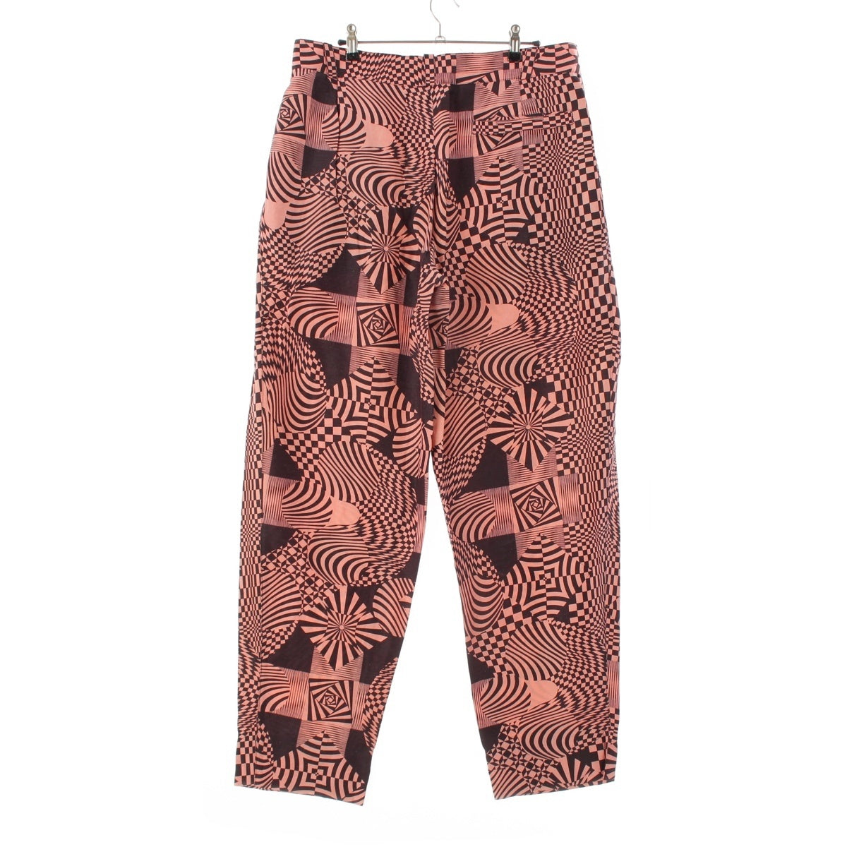 Gianni Versace Silk Linen Psychedelic Geometric Patterns Pants Bottoms Pink black 50