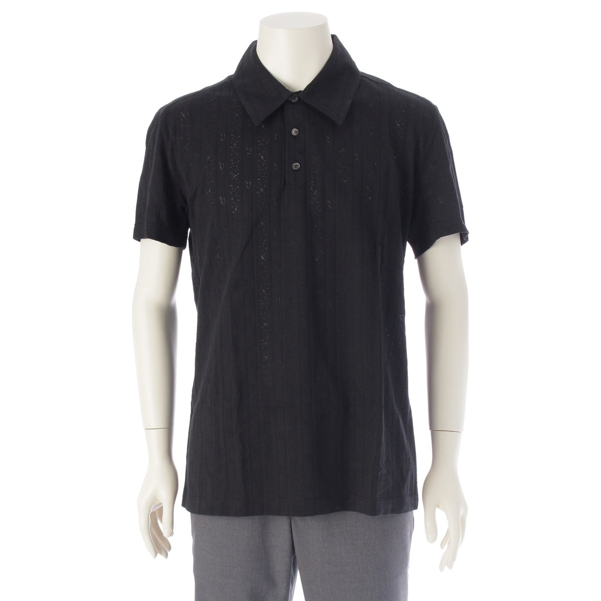 Gianni Versace Lace pattern Half button Polo shirt tops black 56