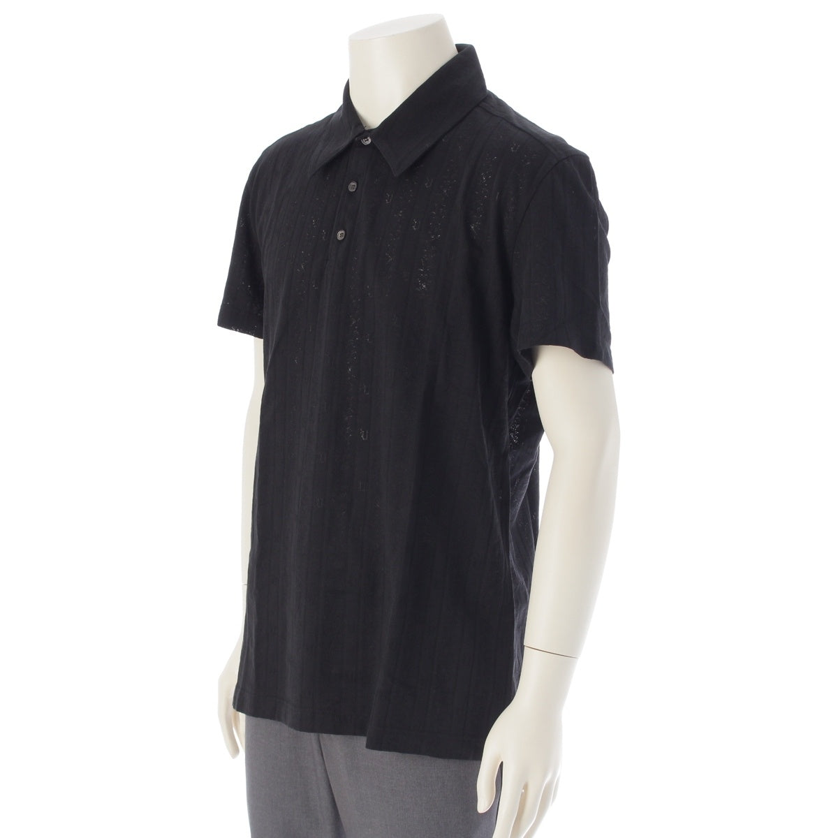 Gianni Versace Lace pattern Half button Polo shirt tops black 56
