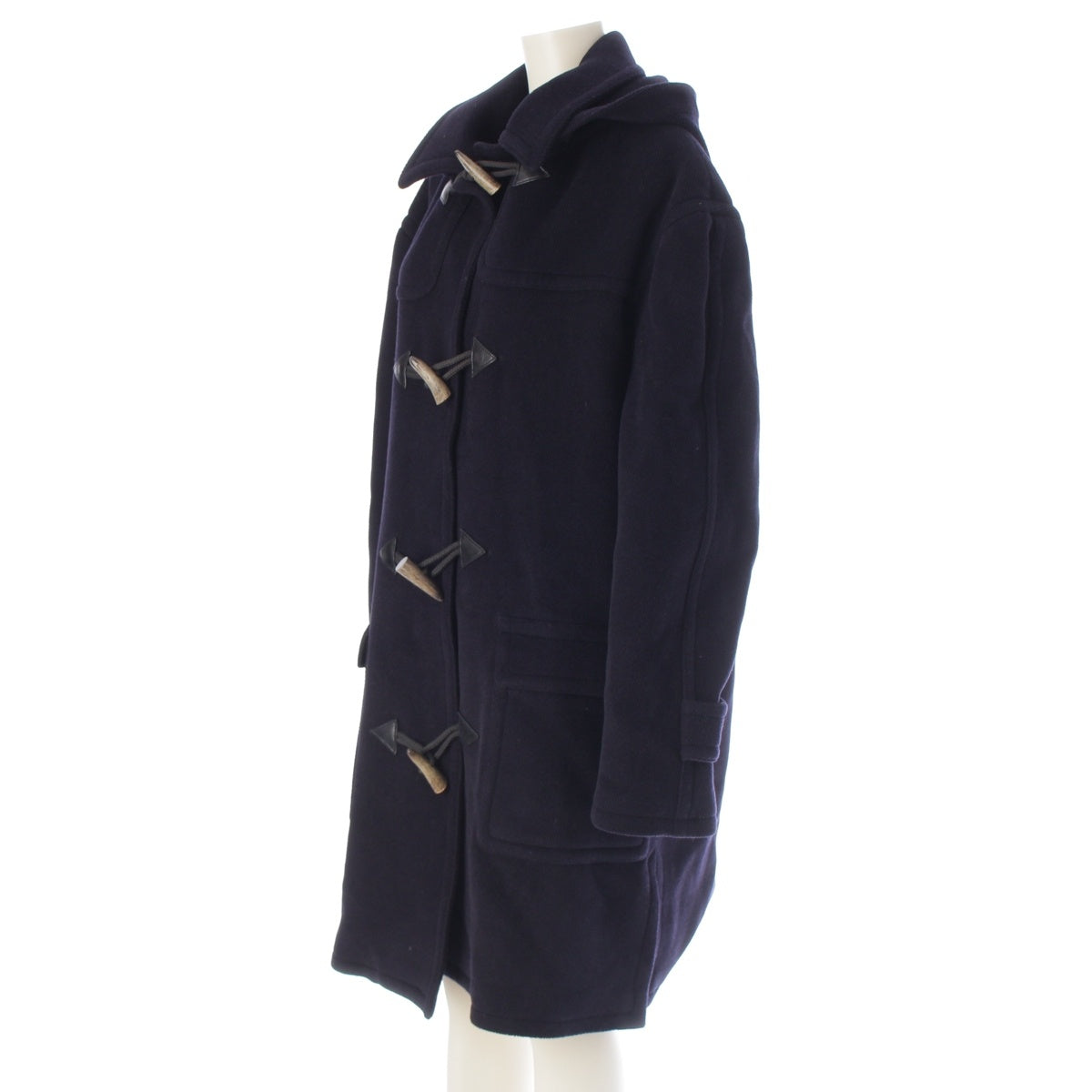 HERMES wool Duffel coat outer Navy 48