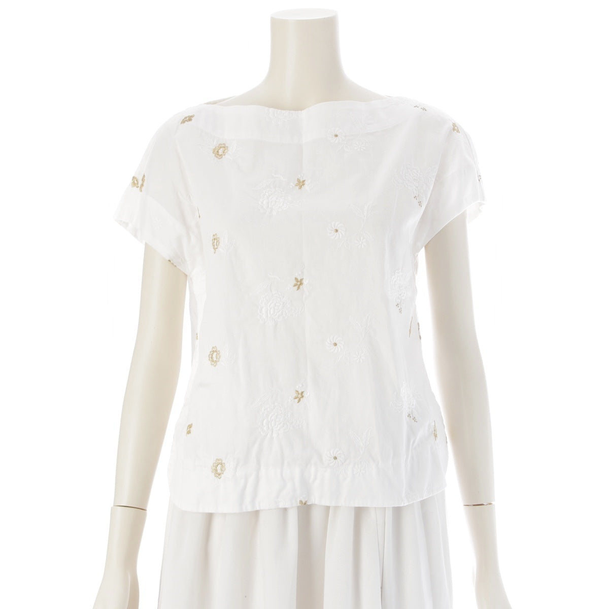 Mame Kurogouchi cotton embroidery blouse tops MM17SS₋SH068 White gold 1
