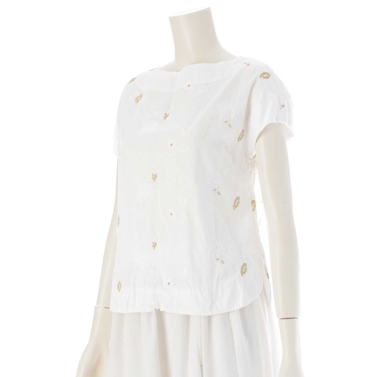 Mame Kurogouchi cotton embroidery blouse tops MM17SS₋SH068 White gold 1