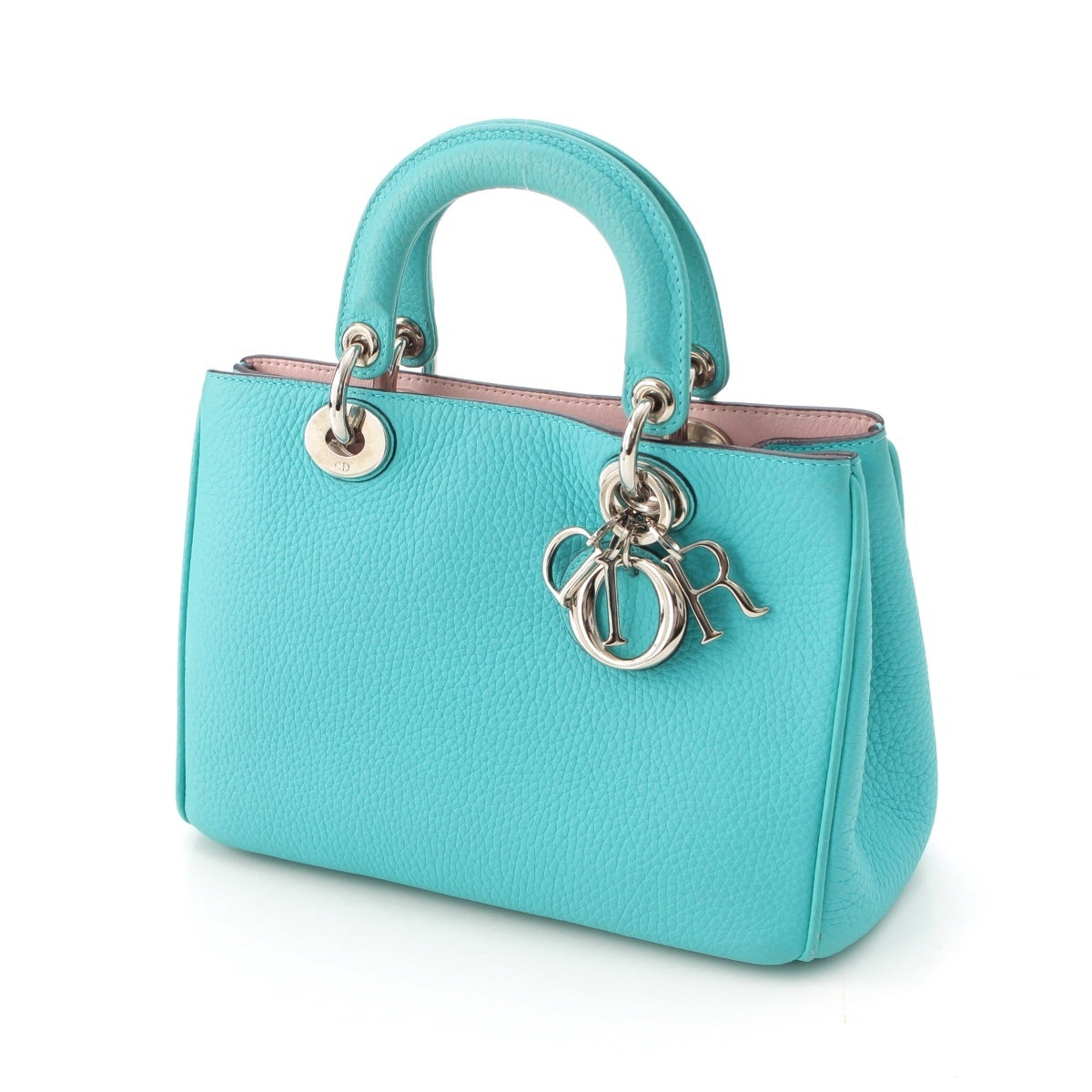 Dior Diorissimo leather 2WAY Shoulder Handbag Turquoise blue x pink