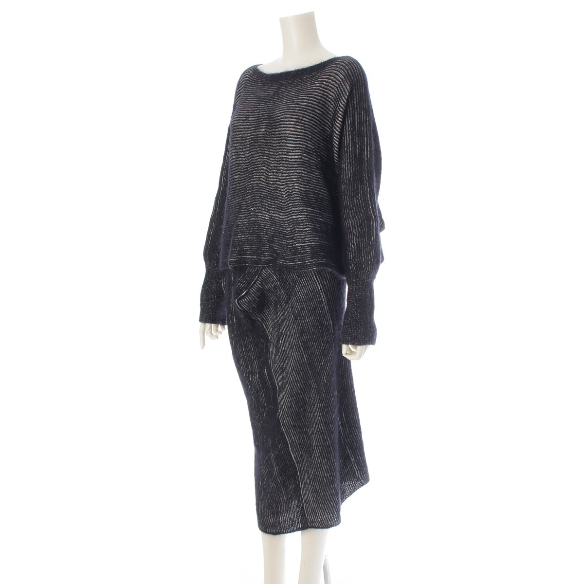 ISSEY MIYAKE Length Modified knit Dolman sleeve Skirt setup Black White M