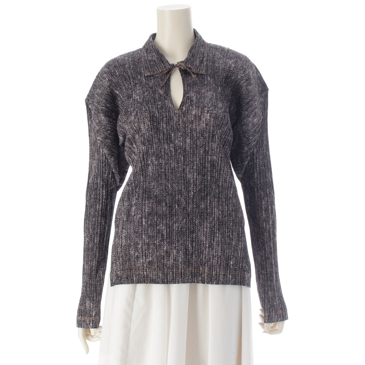 PLEATS PLEASE ISSEY denim transfer tops Long sleeve PP92-JK073 black 4