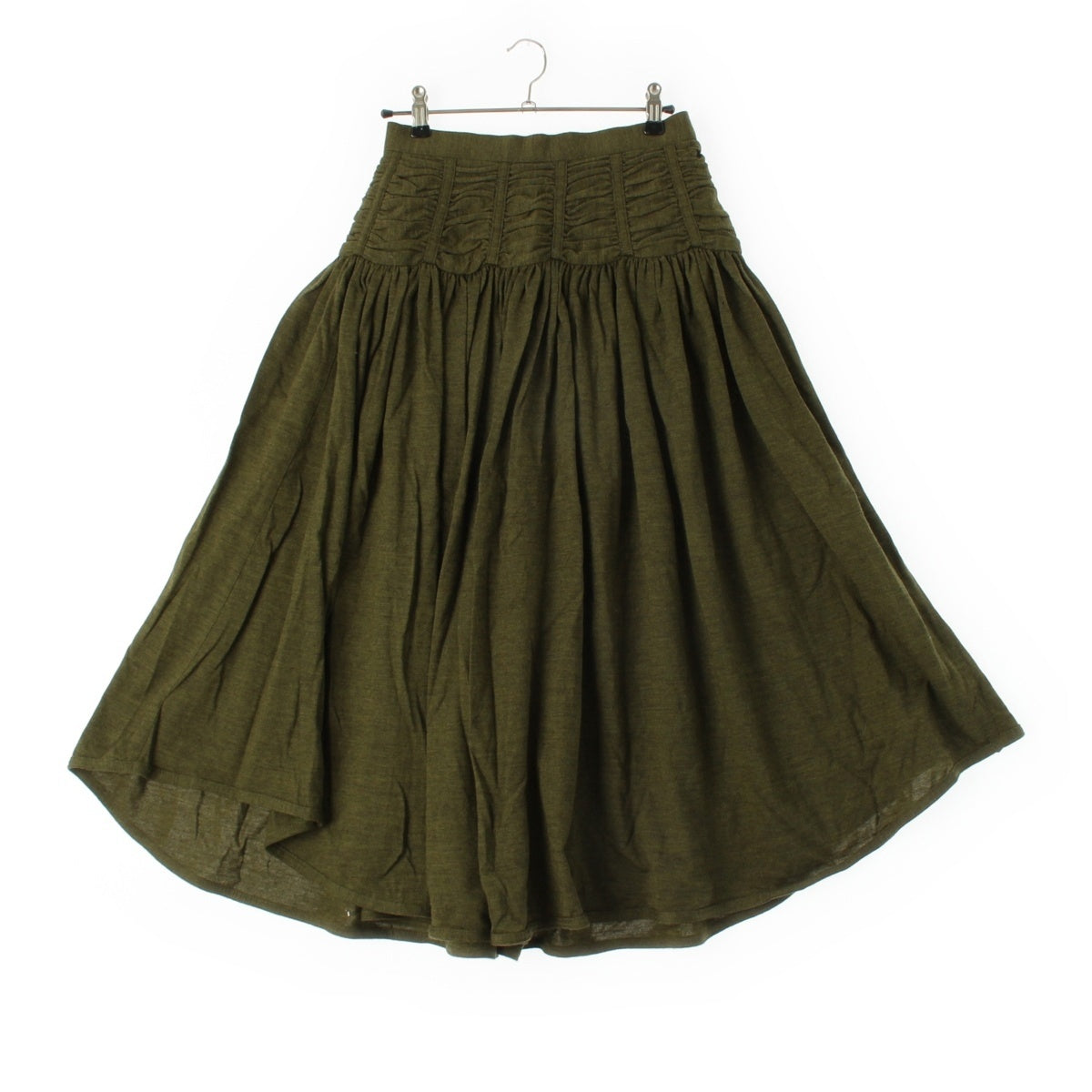 ISSEY MIYAKE wool Initial tag shirring flare skirt Bottoms green 11