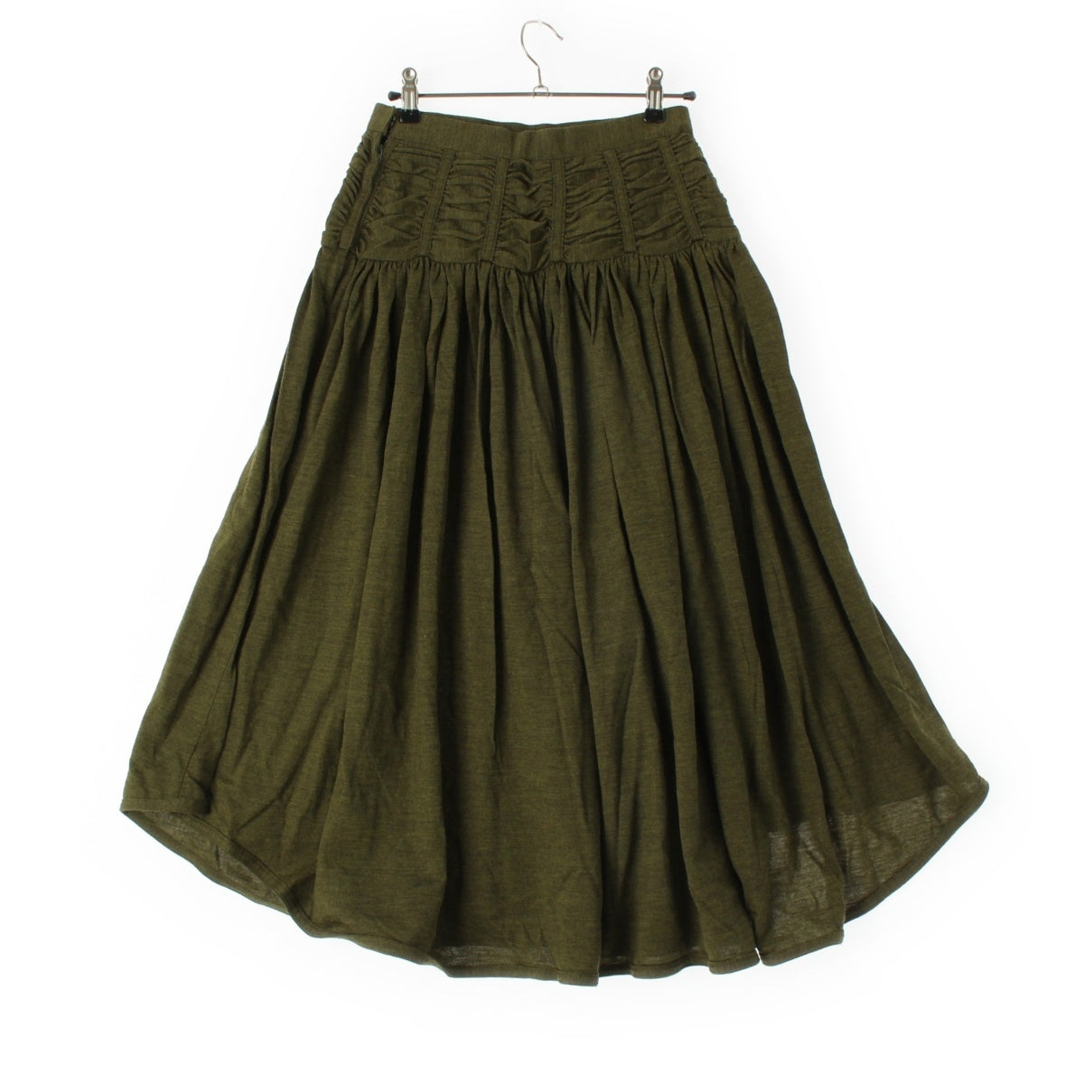 ISSEY MIYAKE wool Initial tag shirring flare skirt Bottoms green 11