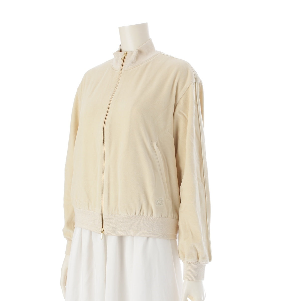 Drawer Velvet, velvet, logo embroidery, zip-up Blouson Jacket outerwear 6512-299-0812 beige 1