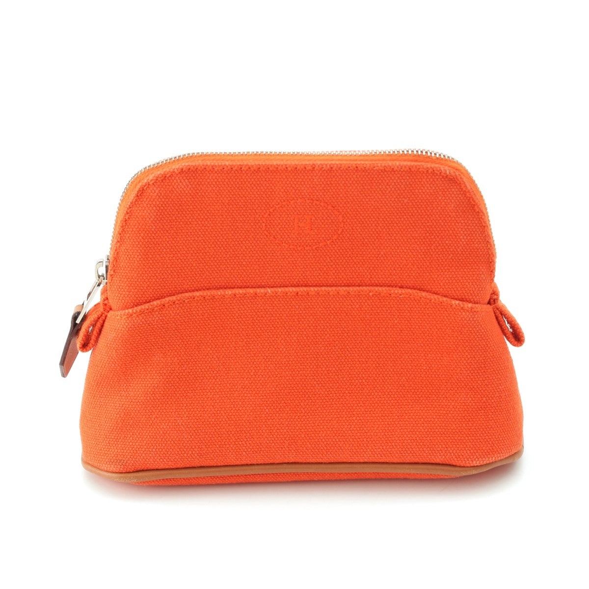 HERMES Bolide Mini Mini H logo embroidery Pouch accessory case Orange