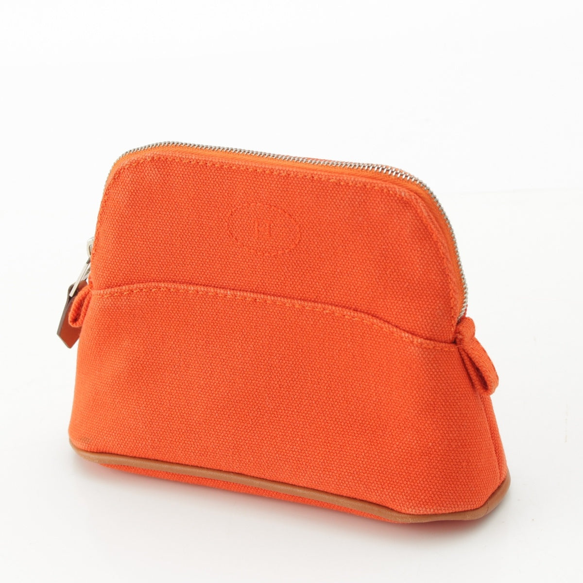 HERMES Bolide Mini Mini H logo embroidery Pouch accessory case Orange