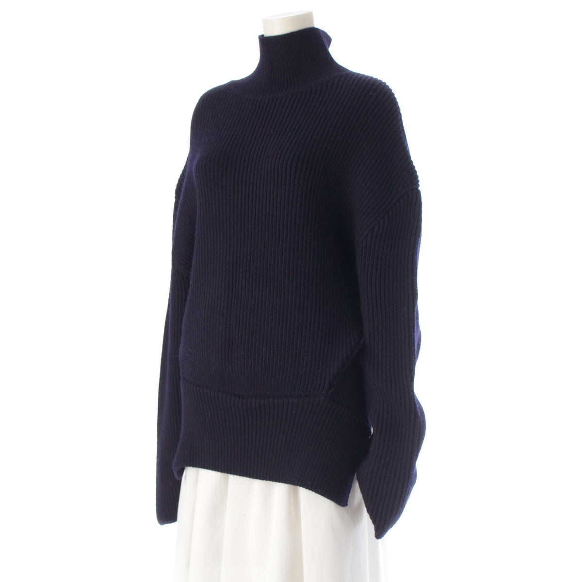 BALENCIAGA wool high neck knit sweater tops 626168 Navy S