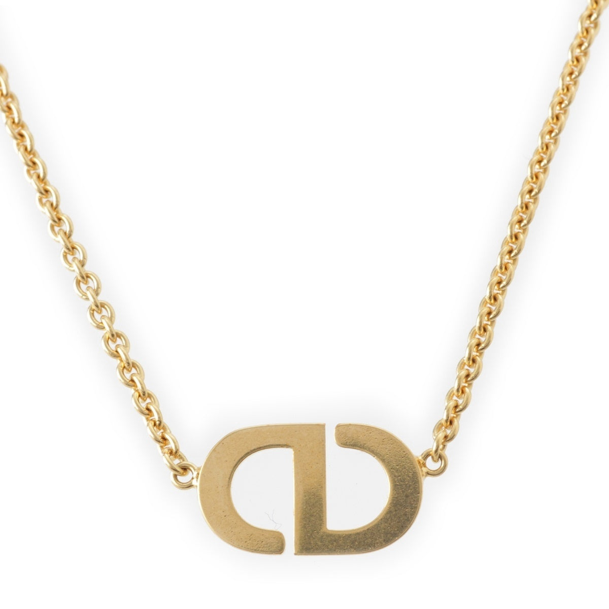 Dior Petit CD Logo Metal & Crystal Chain Necklace Accessories gold