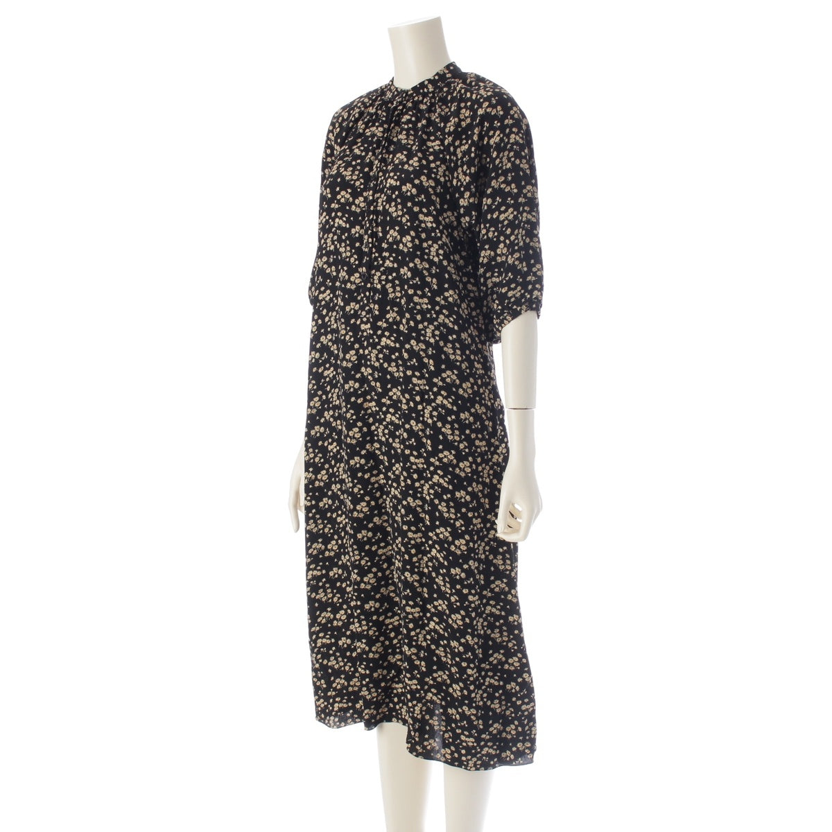 CELINE Viscose Hedi Slimane Liberty Puff Sleeve Small Floral Print one piece 2R091564D black 36