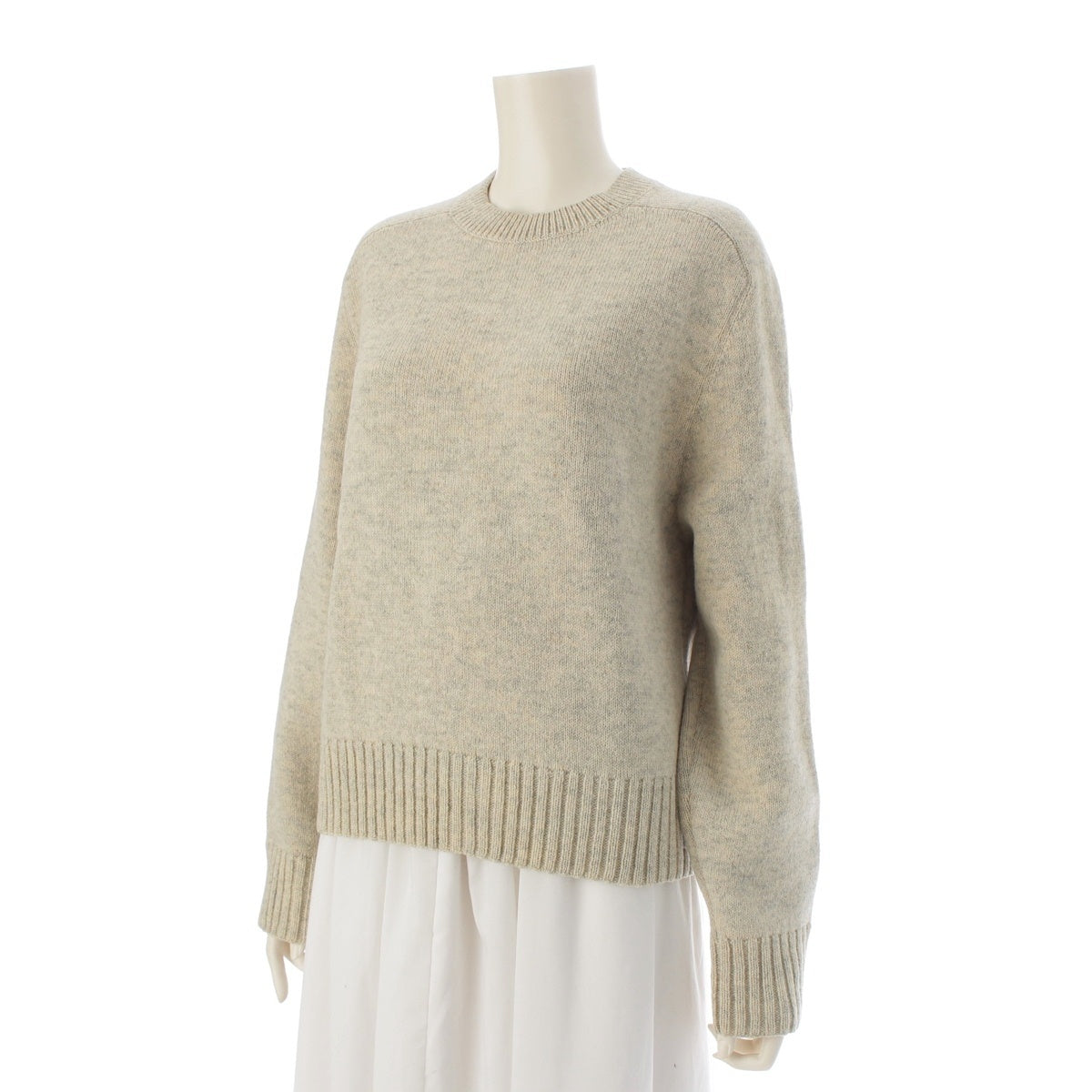 CELINE Cashmere wool blend Phoebe Cool Neck Knit sweater tops beige S