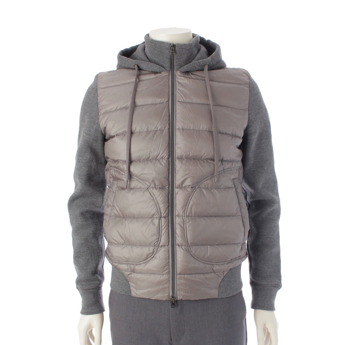 Herno Water-repellent nylon Light Down Hybrid Hoodie Blouson outer JP003UR gray 48