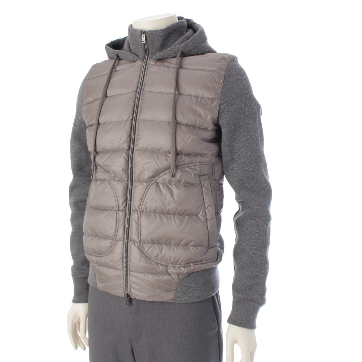 Herno Water-repellent nylon Light Down Hybrid Hoodie Blouson outer JP003UR gray 48