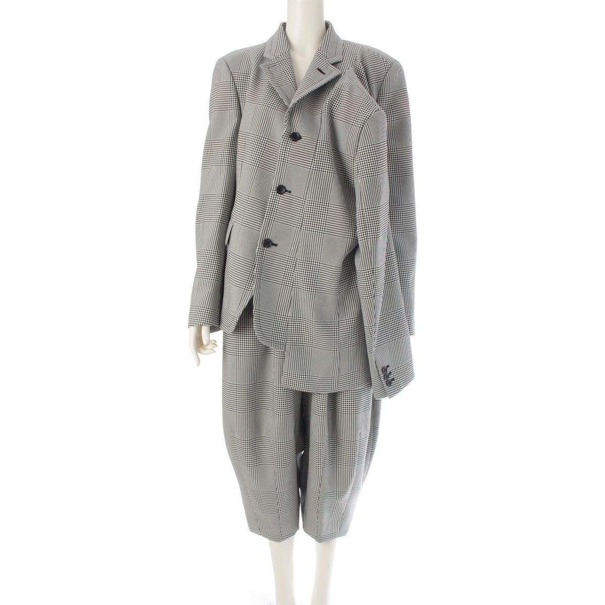 COMME des GARCONS 4-sleeve houndstooth jacket sarouel Pants setup GN-J001 GN-P002 Black x white XS