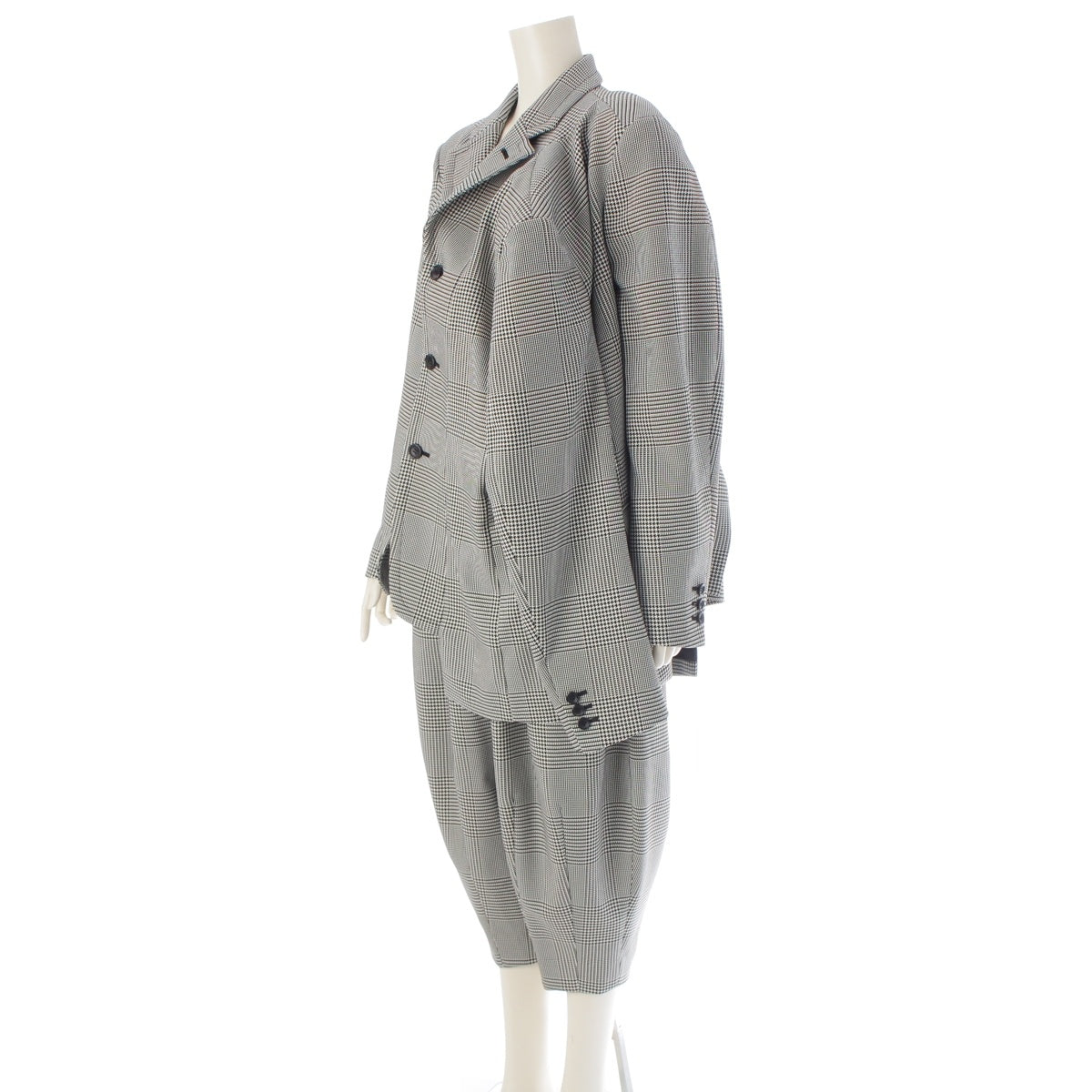 COMME des GARCONS 4-sleeve houndstooth jacket sarouel Pants setup GN-J001 GN-P002 Black x white XS