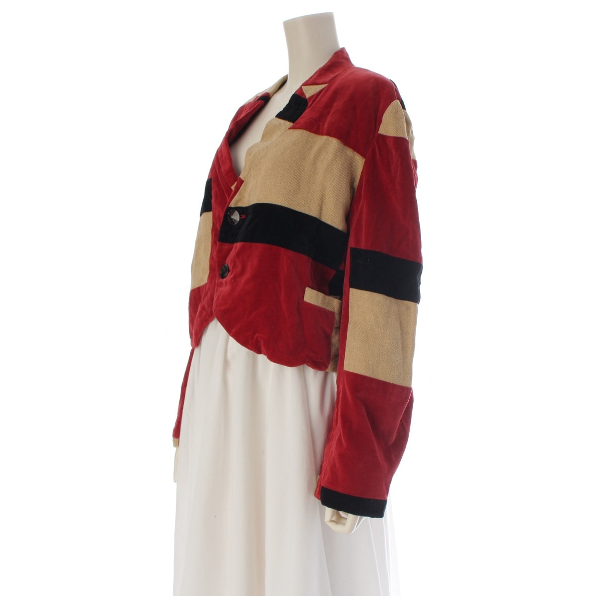 Christopher nemes Velour Linen Vintage Cropped tailored jacket Outer tops Multicolor Red Beige Black