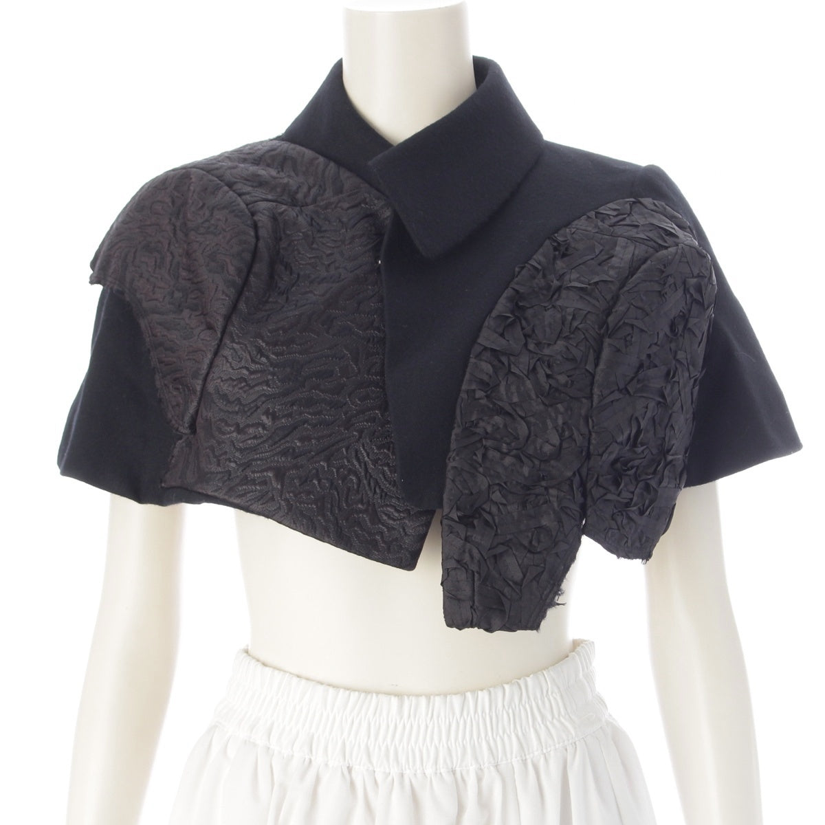 COMME des GARCONS wool Asymmetrical sequined short dress poncho outer GE-J034 black XS