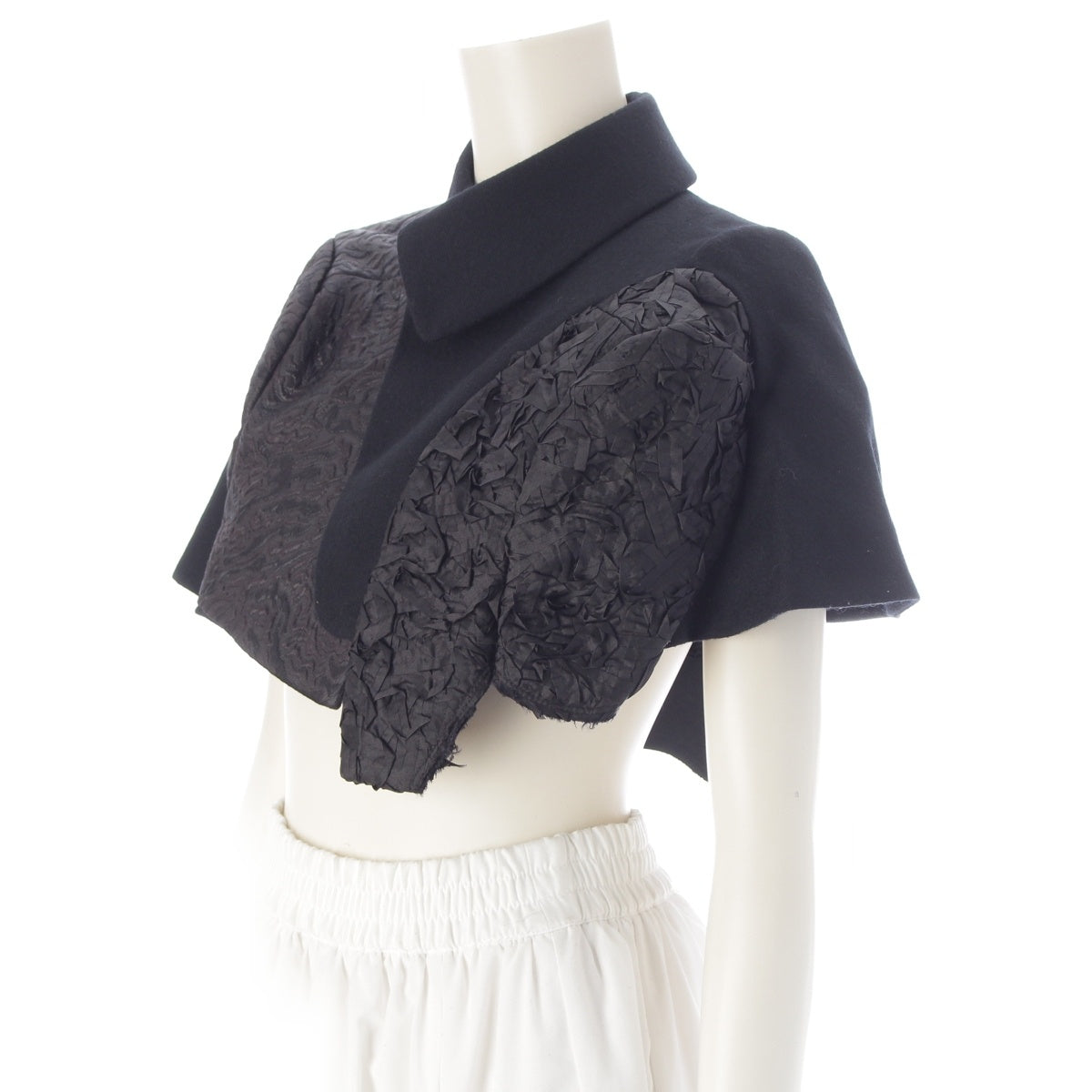 COMME des GARCONS wool Asymmetrical sequined short dress poncho outer GE-J034 black XS