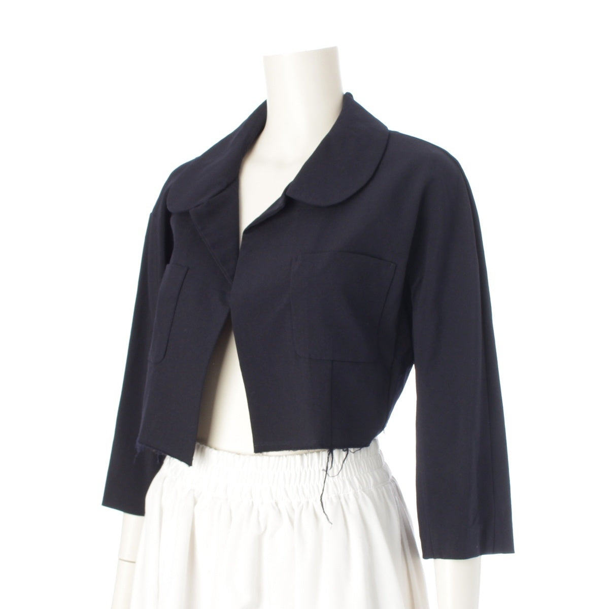 COMME des GARCONS wool Round collar, cut-off, short length Jacket outer GE-J057 Navy S