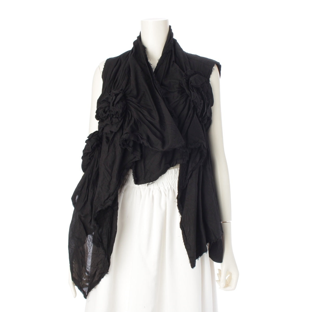 COMME des GARCONS cotton Gathered Design Asymmetrical Deformation Best tops GI-B004 black one size