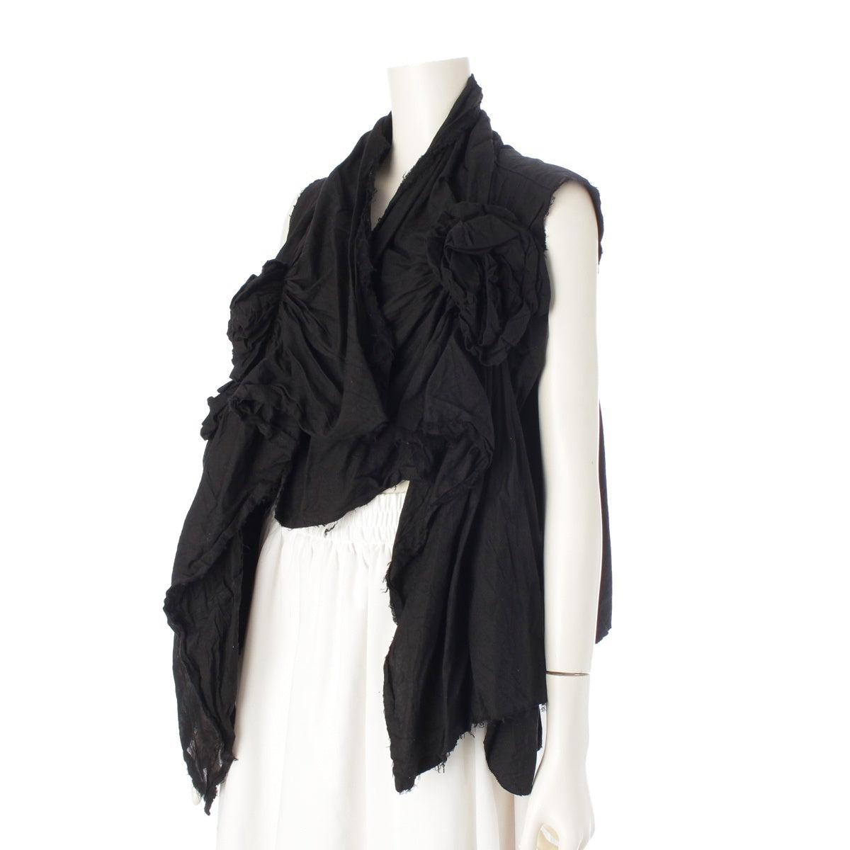 COMME des GARCONS cotton Gathered Design Asymmetrical Deformation Best tops GI-B004 black one size