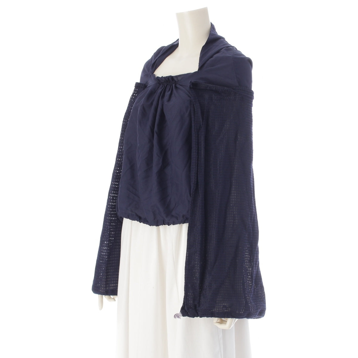 COMME des GARCONS Mixed Material Docking Hooded Long Sleeve tops GA-B013 Navy Stainless Steel