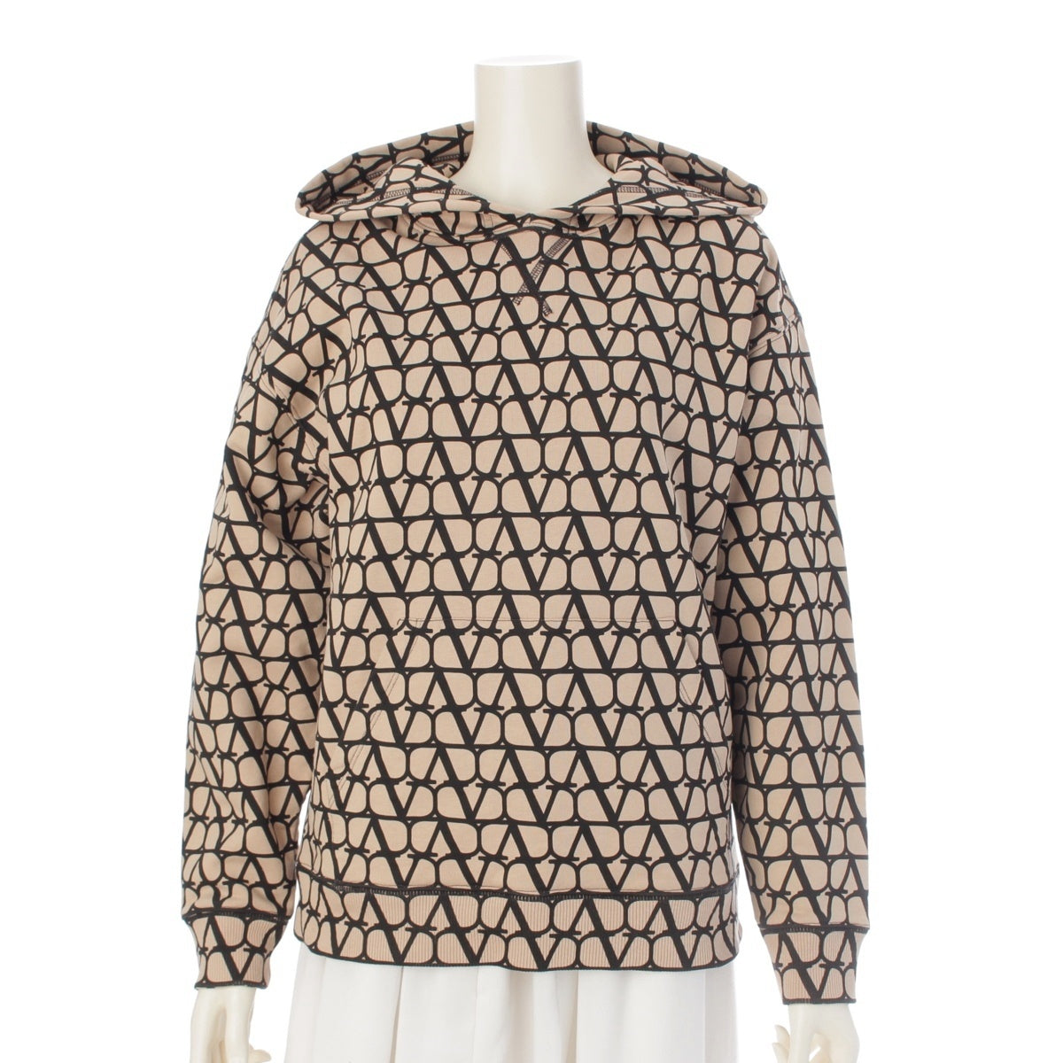 VALENTINO cotton Toile Iconograph Jersey Sweatshirt Parker tops 3B3MF21X82B Beige black XS