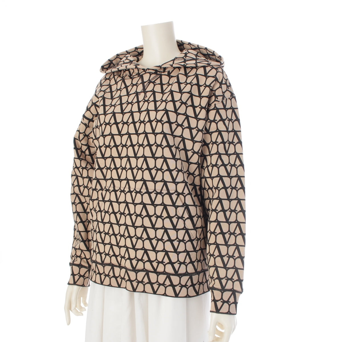 VALENTINO cotton Toile Iconograph Jersey Sweatshirt Parker tops 3B3MF21X82B Beige black XS