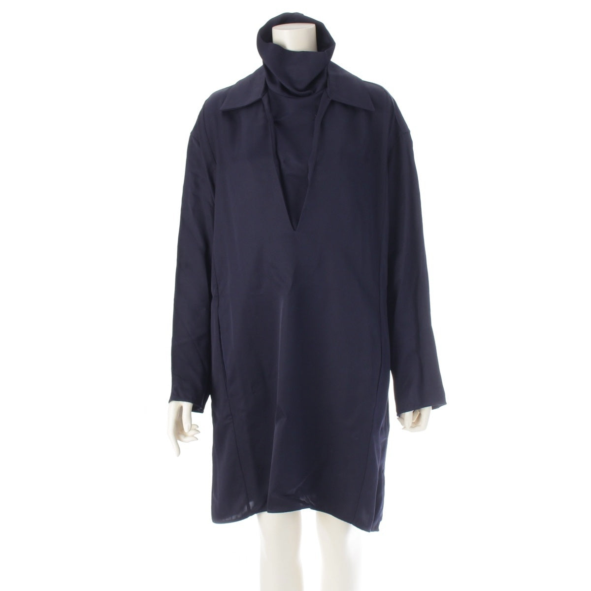 JIL SANDER Rayon Skipper Mock Neck one piece J02CT0175 Navy 32