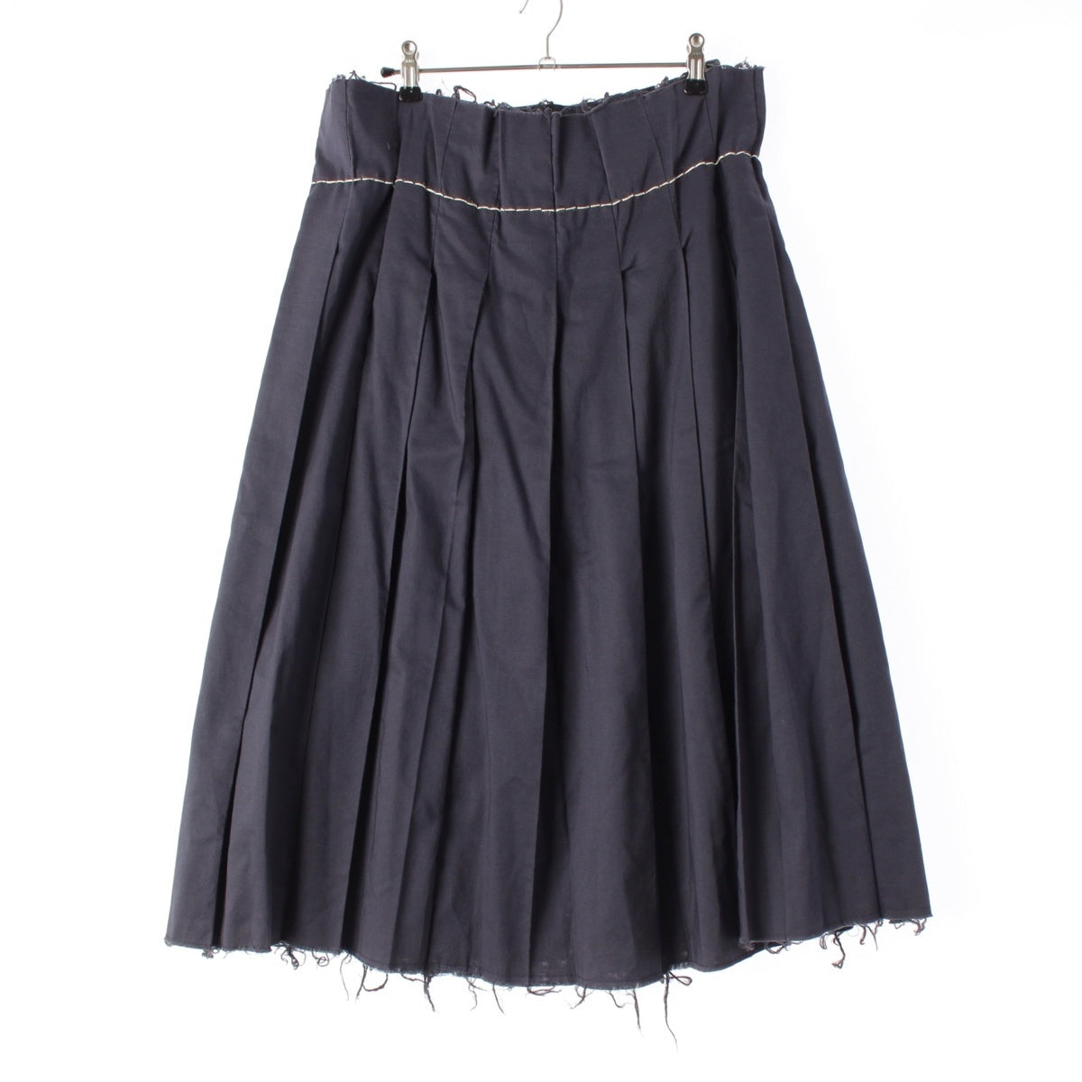 COMME des GARCONS cotton Stitch Design Pleated Long skirt Bottoms GS-10019S Navy S
