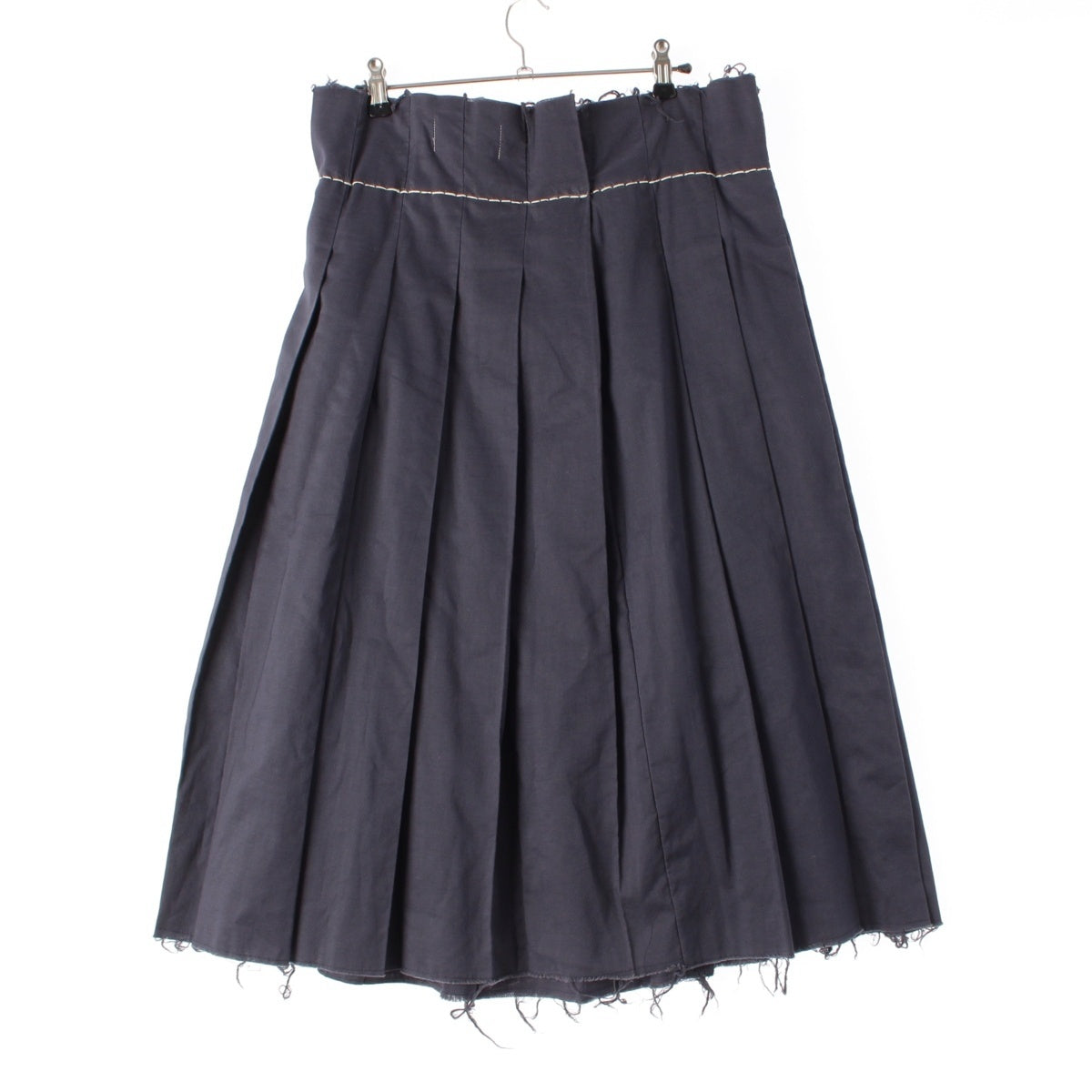 COMME des GARCONS cotton Stitch Design Pleated Long skirt Bottoms GS-10019S Navy S