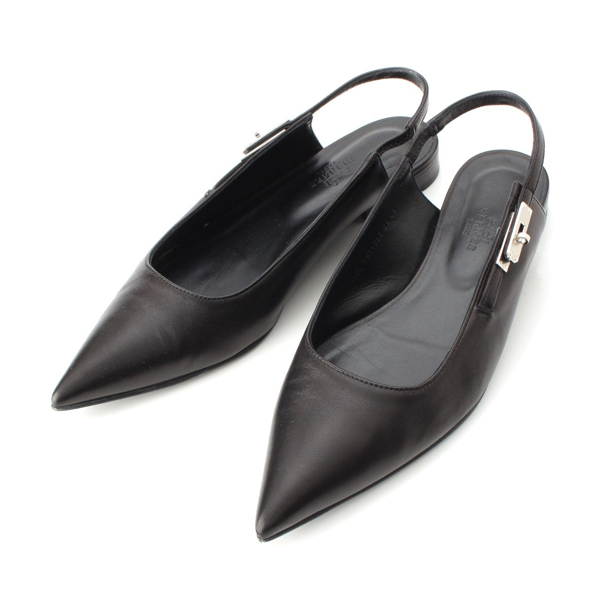 HERMES Lovely Ballet Flats Mules Kelly Mule black 36