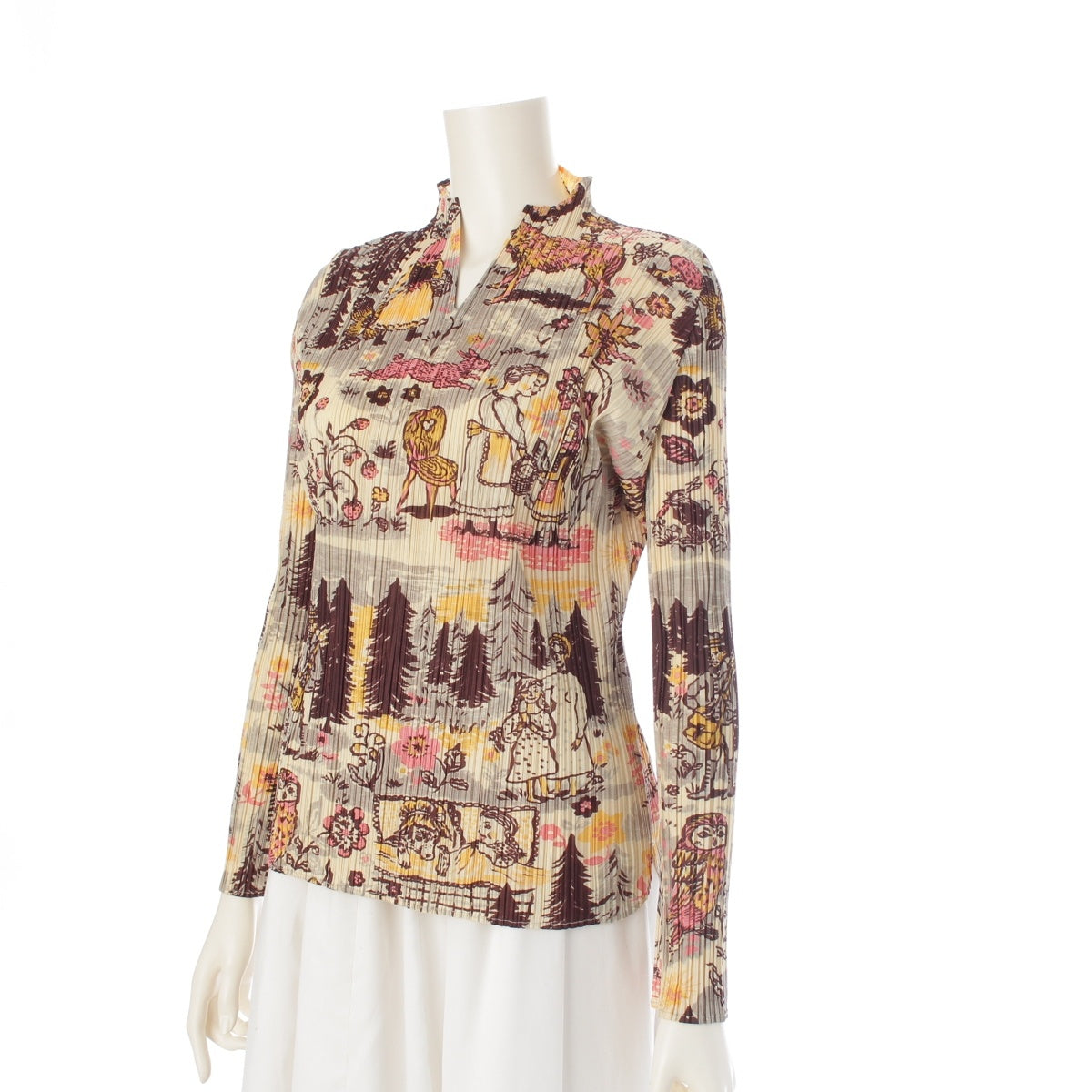 PLEATS PLEASE ISSEY Little Red Riding Hood Print Skipper Long Sleeve Cut tops PP93-JK936 Brown multicolor 4