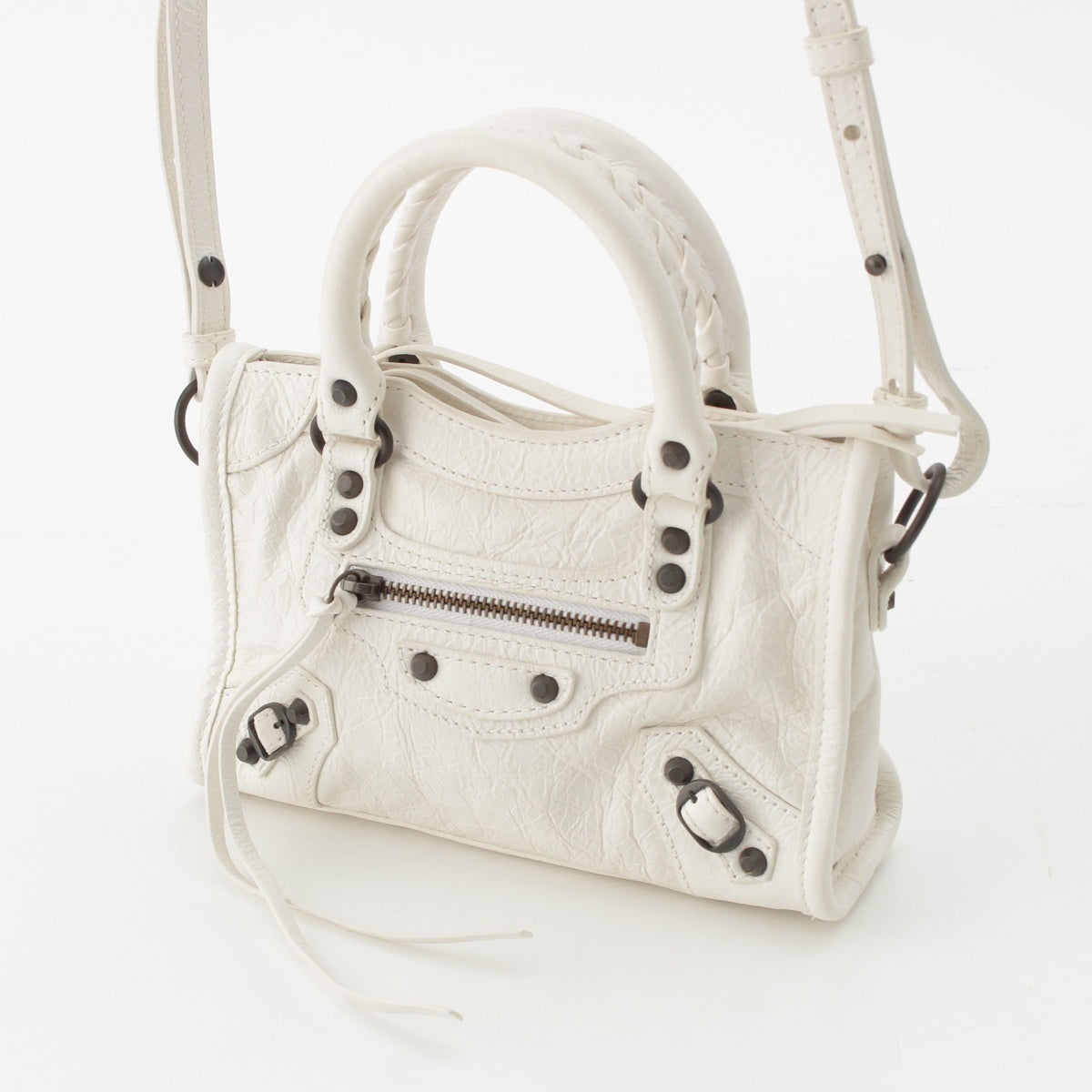 BALENCIAGA Le City Nano leather 2WAY Shoulder Handbag 819671 white
