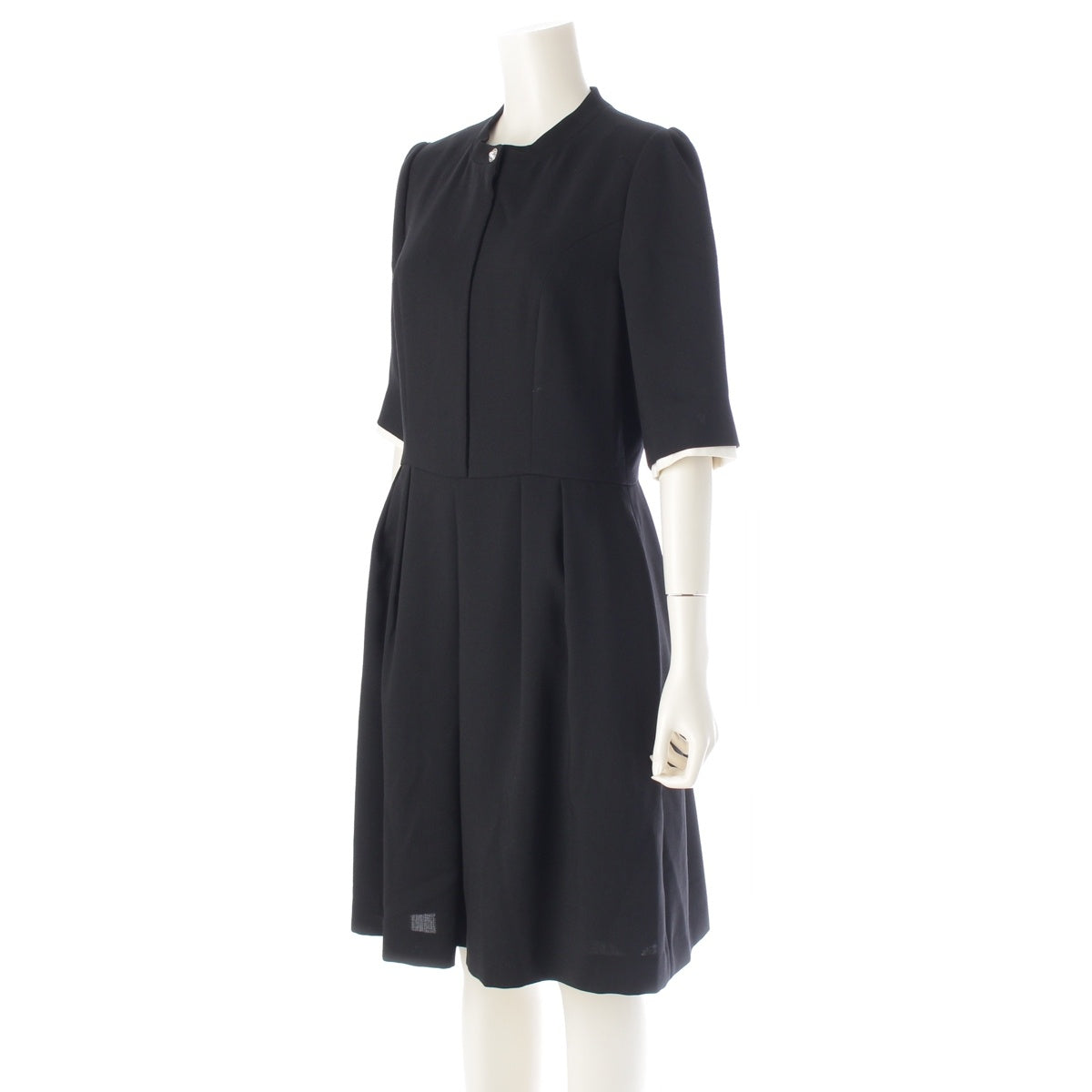FOXEY Judy wool Pearl button one piece dress 37119 black 42