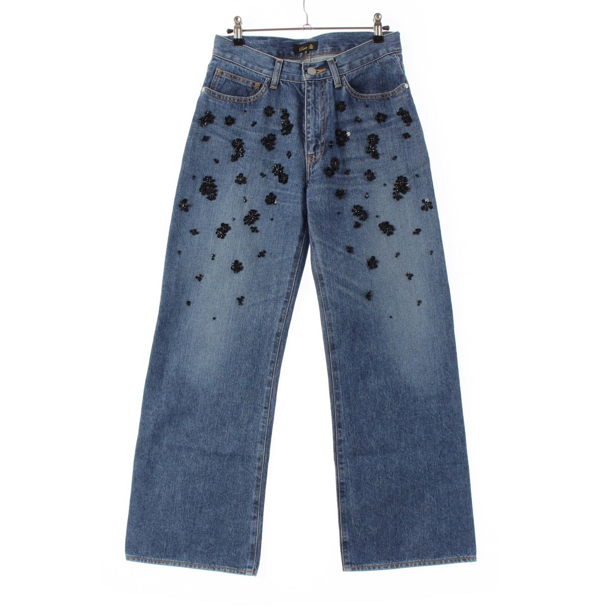 Drawer Embroidered Beaded Denim Pants Bottoms 6514-2-991598 Indigo 34