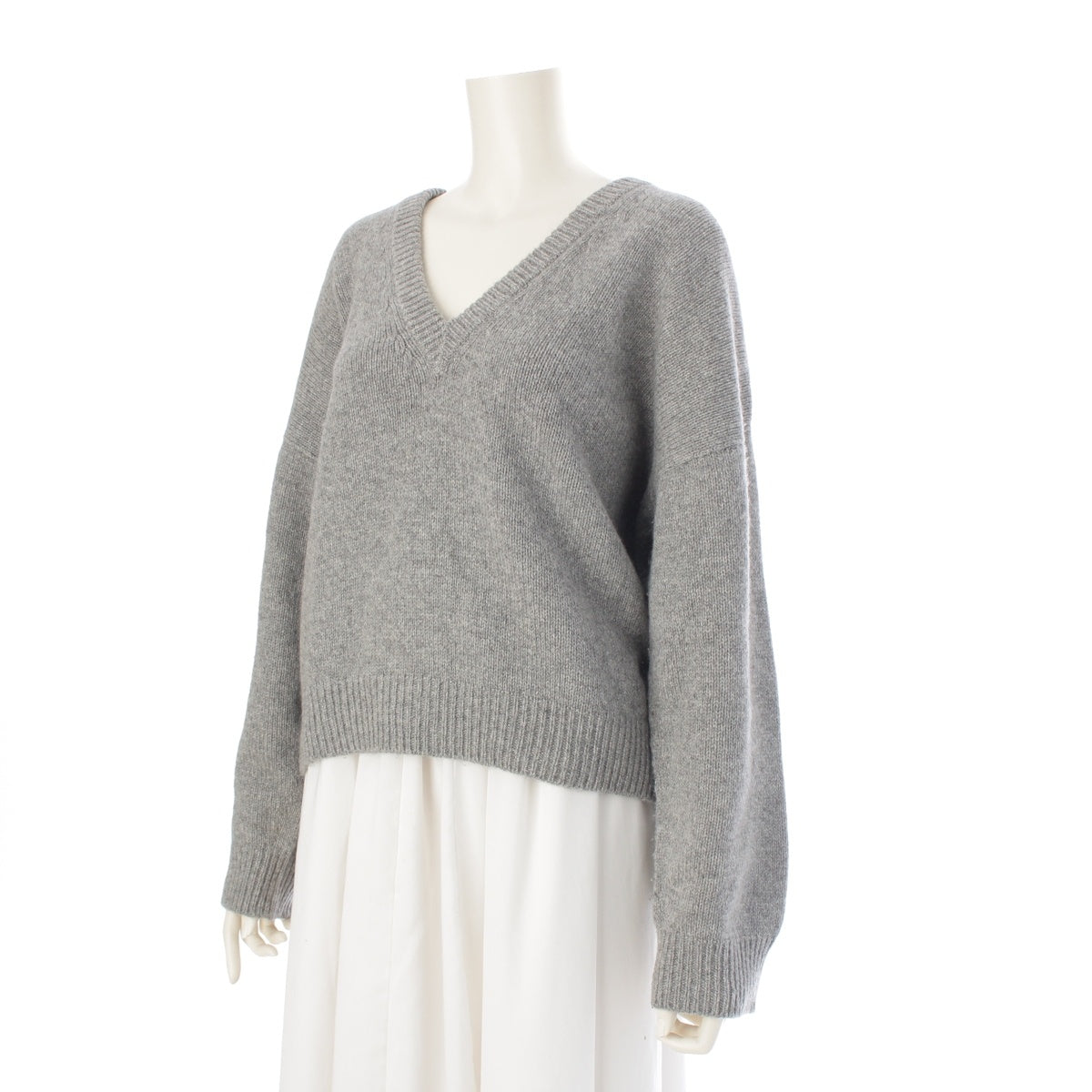 CELINE cashmere V-neck Long sleeves knit tops gray