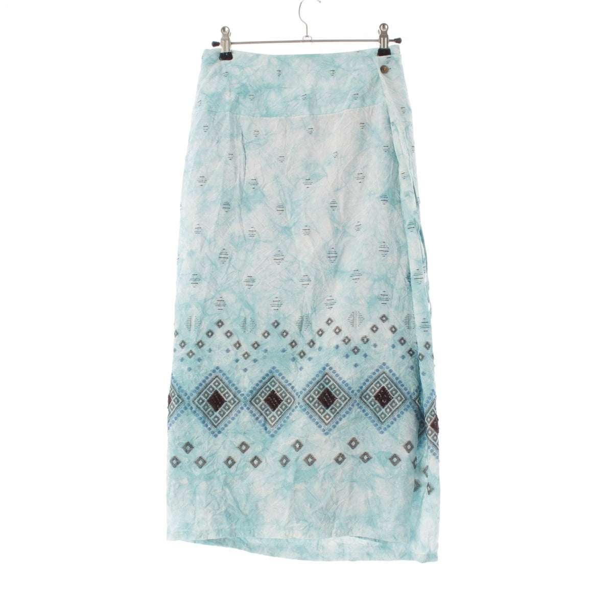 ISSEY MIYAKE Haat Shibori embroidery wrap skirt Bottoms Light blue multicolor 2