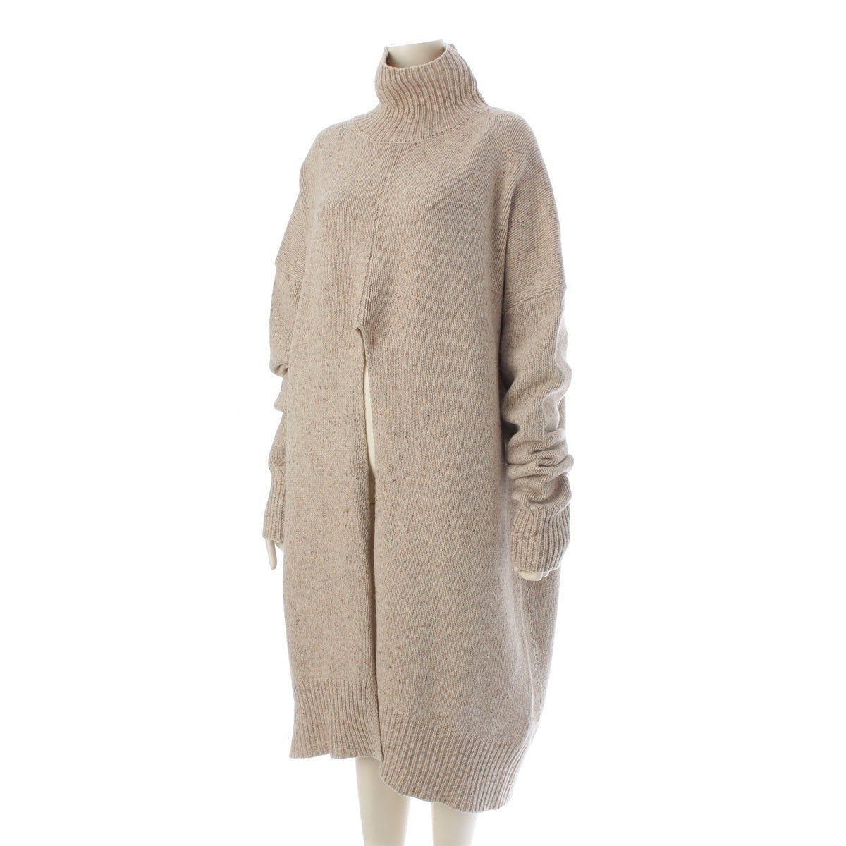 MADISON BLUE Wool Nylon Linen Turtleneck knit one piece Long sleeve MB194-8004 beige 01 S