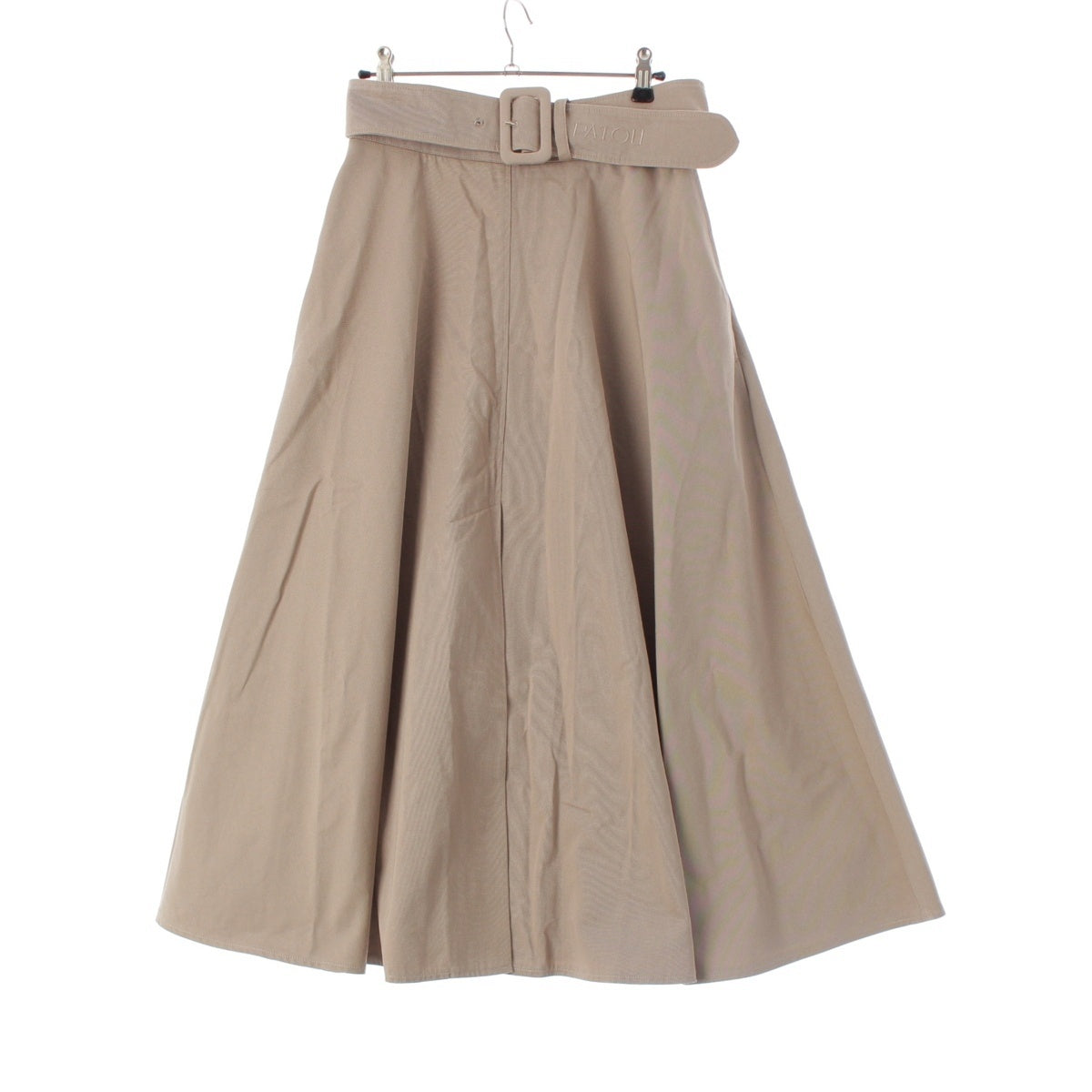 Patou cotton Logo embroidered belt, slit, long skirt 22SA2-SK026-74 beige 36