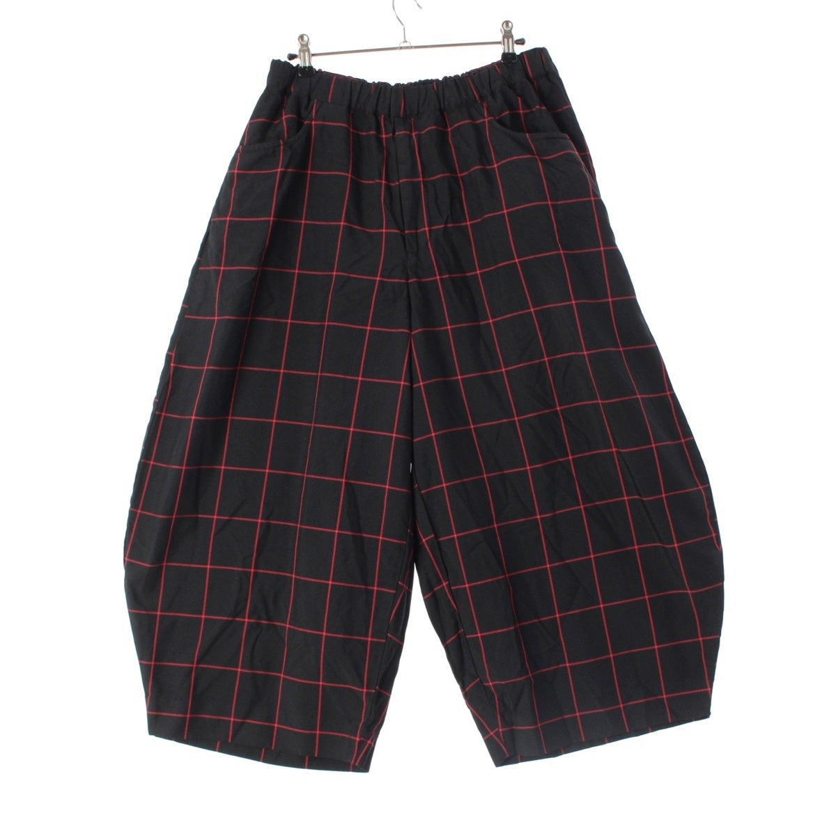 BLACK COMME des GARCONS polyester Block check Pants Bottoms Toraichi 1L-P002 Black red M